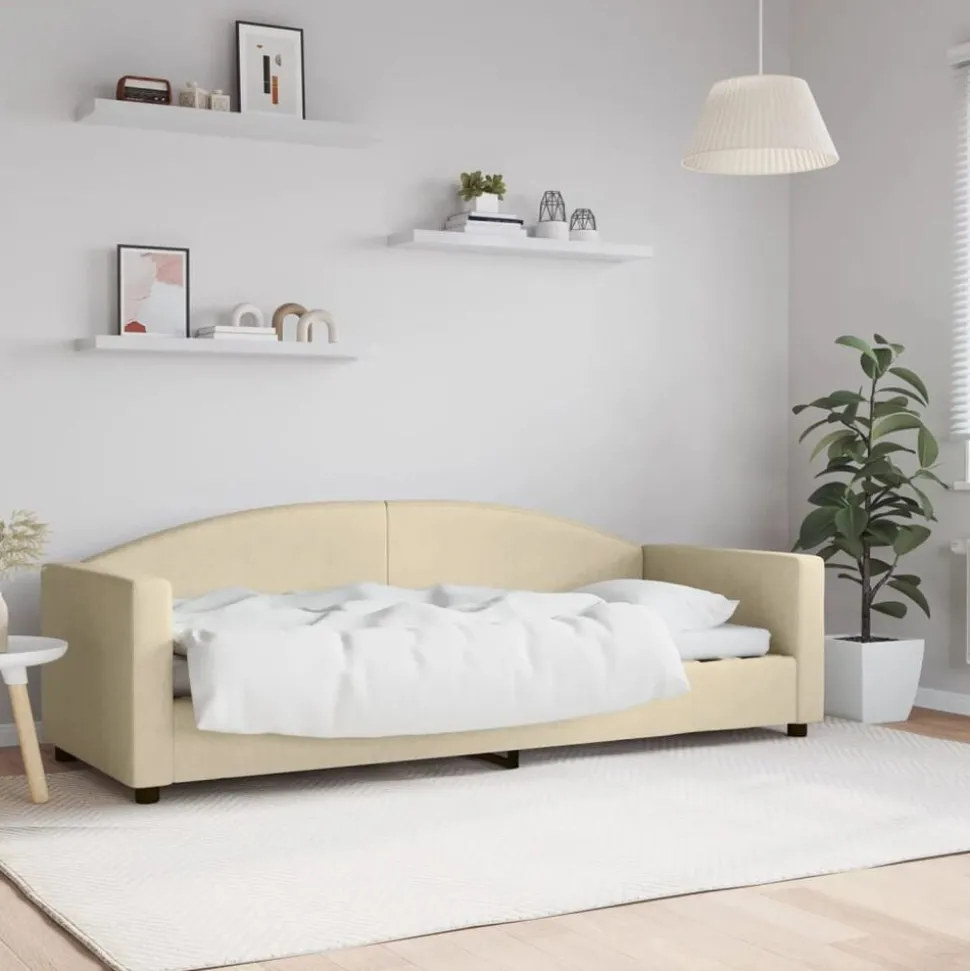 vidaXL Slaapbank 80x200 cm stof crèmekleurig