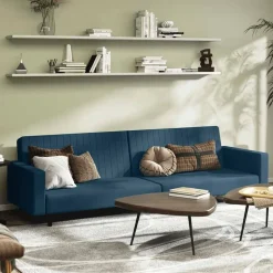 vidaXL Slaapbank 2-zits fluweel blauw