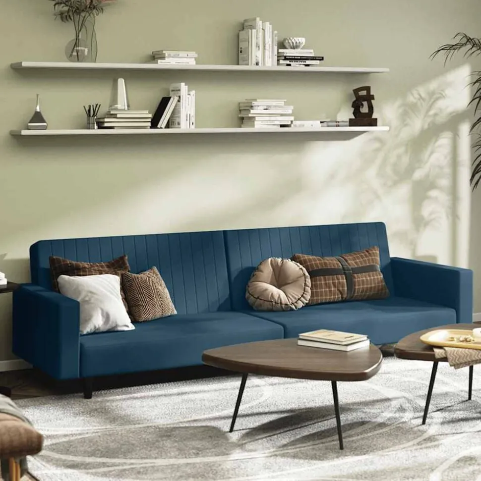 vidaXL Slaapbank 2-zits fluweel blauw