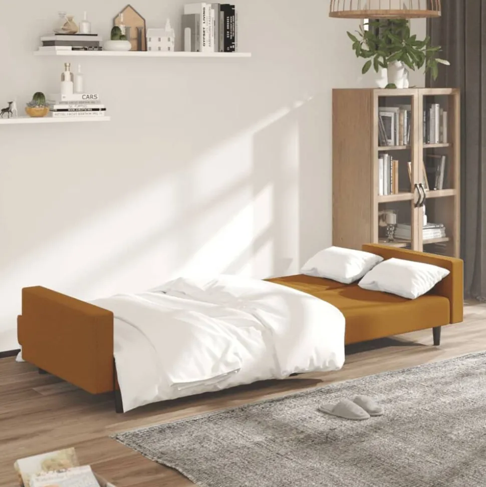 vidaXL Slaapbank 2-zits fluweel bruin