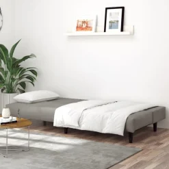 vidaXL Slaapbank 2-zits fluweel lichtgrijs