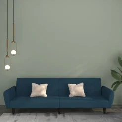 vidaXL Slaapbank 2-zits fluweel blauw
