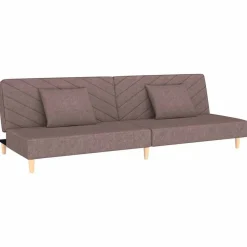 vidaXL Slaapbank 2-zits met 2 kussens stof taupe