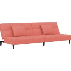 vidaXL Slaapbank 2-zits met 2 kussens fluweel roze