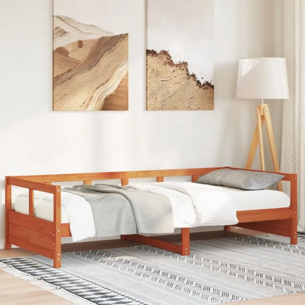 vidaXL Slaapbank zonder matras 80x200 cm massief grenenhout wasbruin