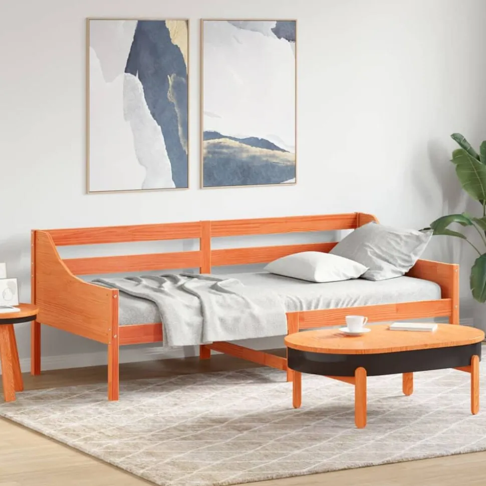 vidaXL Slaapbank zonder matras 80x200 cm massief grenenhout wasbruin