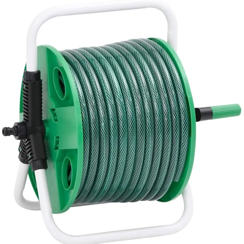 vidaXL Slanghaspel met slangkoppelset 0,5" 20 m vrijstaand PVC groen