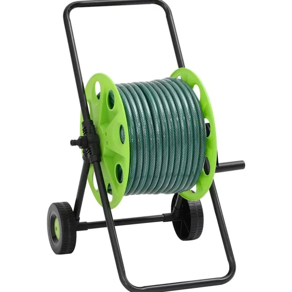 vidaXL Slanghaspelkar en slangkoppelset 0,5" vrijstaand 30 m PVC groen