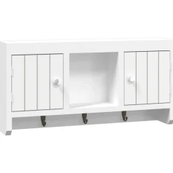 vidaXL Sleutelkastje 40x8,5x20 cm bewerkt hout en staal wit