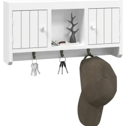 vidaXL Sleutelkastje 40x8,5x20 cm bewerkt hout en staal wit