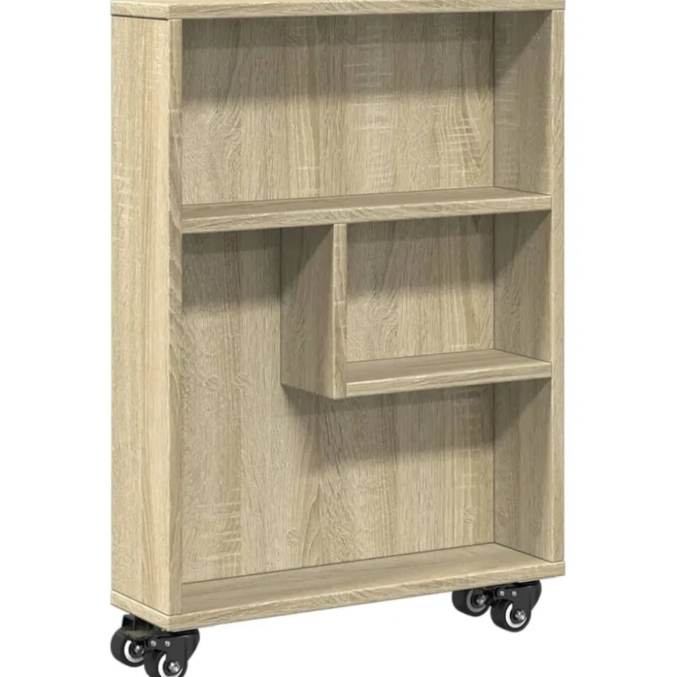 vidaXL Smalle Opbergtrolley Sonoma Eiken 48x13x68 cm Bewerkt Hout