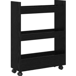 vidaXL Smalle Opbergtrolley Zwart Eiken 60 x 22 x 80 cm Bewerkt hout