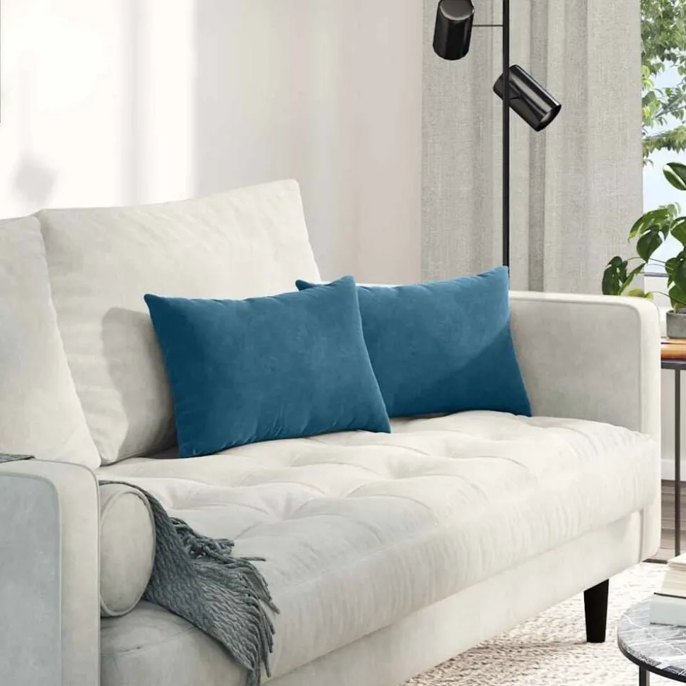 vidaXL Sofa Kussens 2 stuks Blauw 50 x 30 cm Cordstof