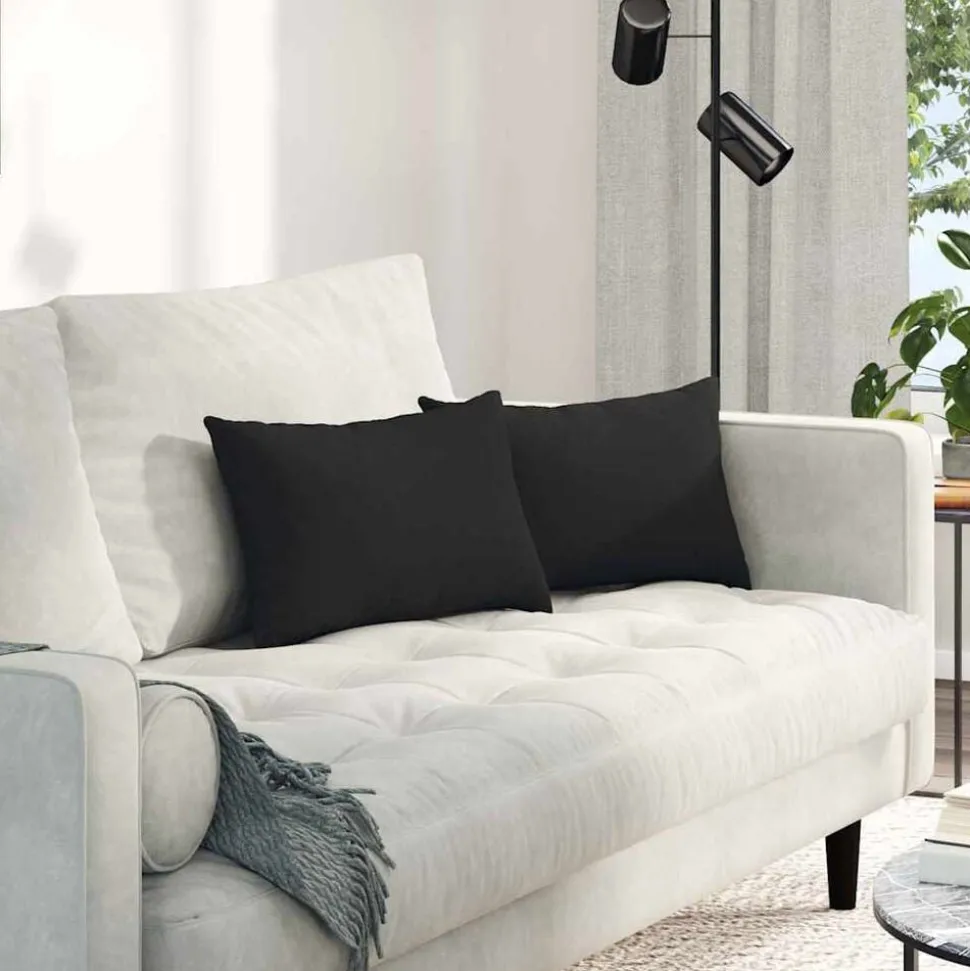 vidaXL Sofa Kussens 2 stuks Zwart 50 x 30 cm Stof