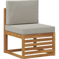 vidaXL Sofa-Sets 5 pcs Natuurlijk en Lichtgrijs Massief Acaciahout