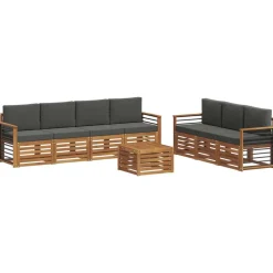 vidaXL Sofa-Sets 8 pcs Natuurlijk en Antraciet Massief Acaciahout