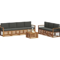 vidaXL Sofa-Sets 8 pcs Natuurlijk en Antraciet Massief Acaciahout