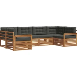 vidaXL Sofa-Sets 6 pcs Natuurlijk en Antraciet Massief Acaciahout