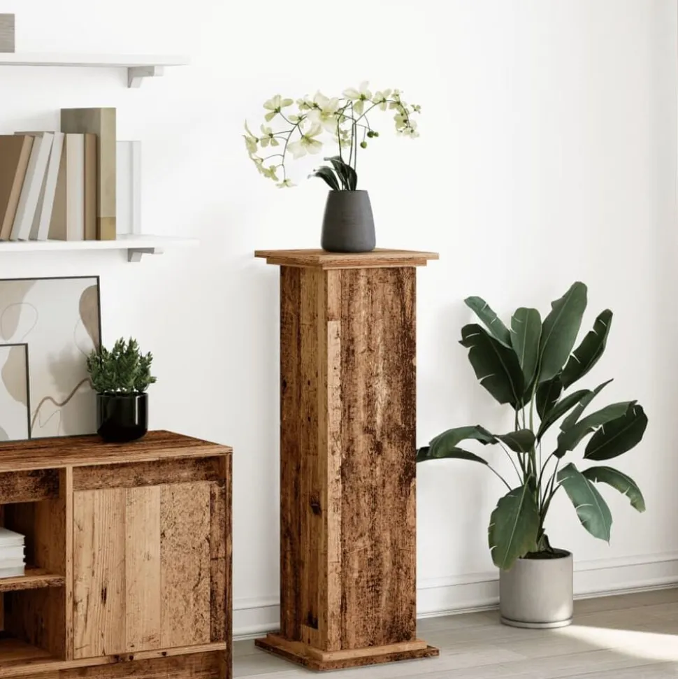 vidaXL Sokkel met opbergruimte 31x30x90 cm bewerkt hout oud houtkleur