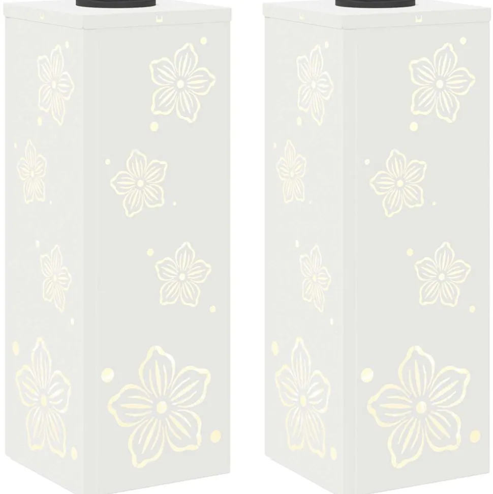 vidaXL Solar LED Pad Licht 2 pcs Wit Koudgewalst staal