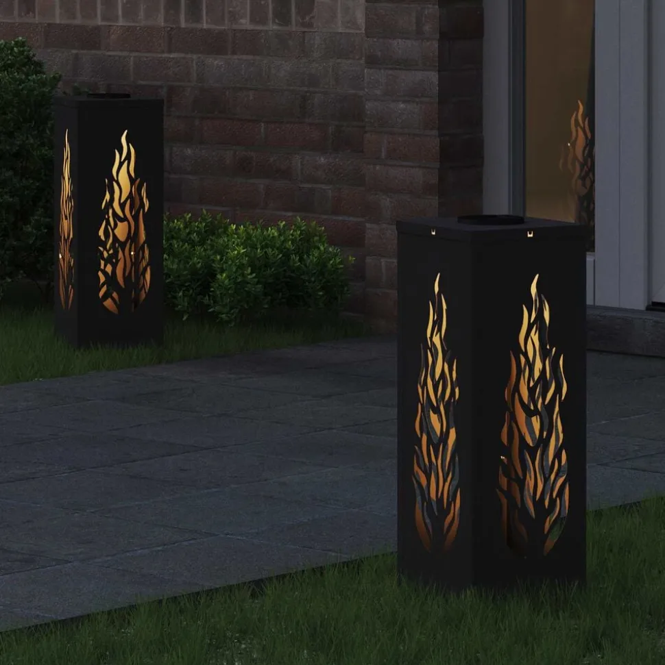 vidaXL Solar LED Pad Licht 2 pcs Zwart Koudgewalst staal
