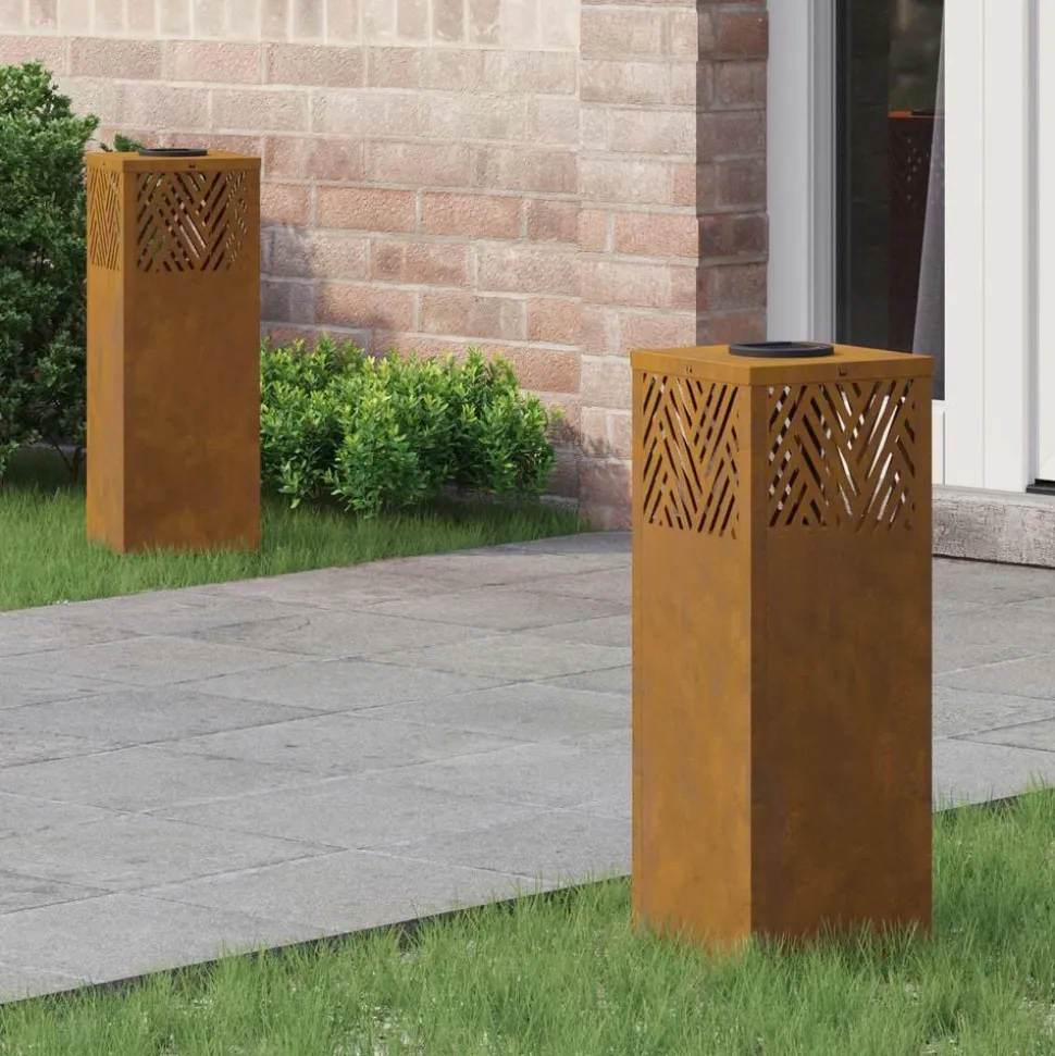 vidaXL Solar LED Pad Licht 2 pcs Brons Cortenstaal