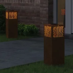 vidaXL Solar LED Pad Licht 2 pcs Brons Cortenstaal