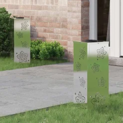vidaXL Solar LED Pad Licht 2 pcs Zilver Roestvrij staal