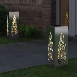 vidaXL Solar LED Pad Licht 2 pcs Zilver Roestvrij staal