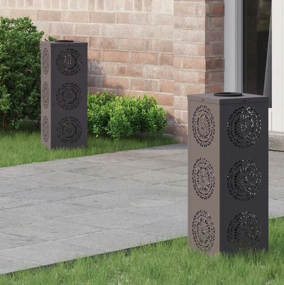 vidaXL Solar LED Pad Licht 2 pcs Zwart Koudgewalst staal