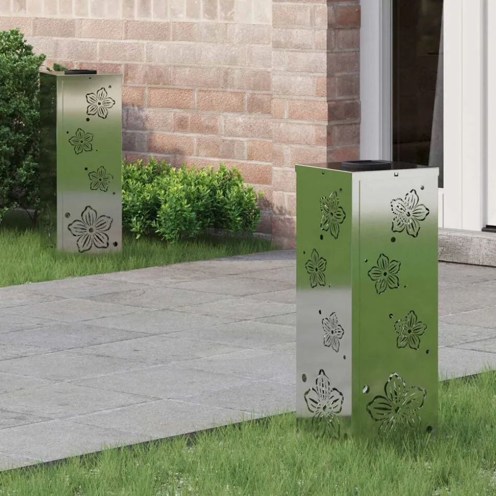 vidaXL Solar LED Pad Licht 2 pcs Zilver Gegalvaniseerd staal