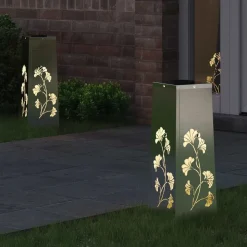 vidaXL Solar LED Pad Licht 2 pcs Zilver Roestvrij staal