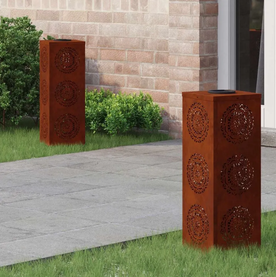 vidaXL Solar LED Pad Licht 2 pcs Roestig Cortenstaal