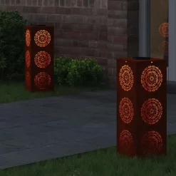 vidaXL Solar LED Pad Licht 2 pcs Roestig Cortenstaal
