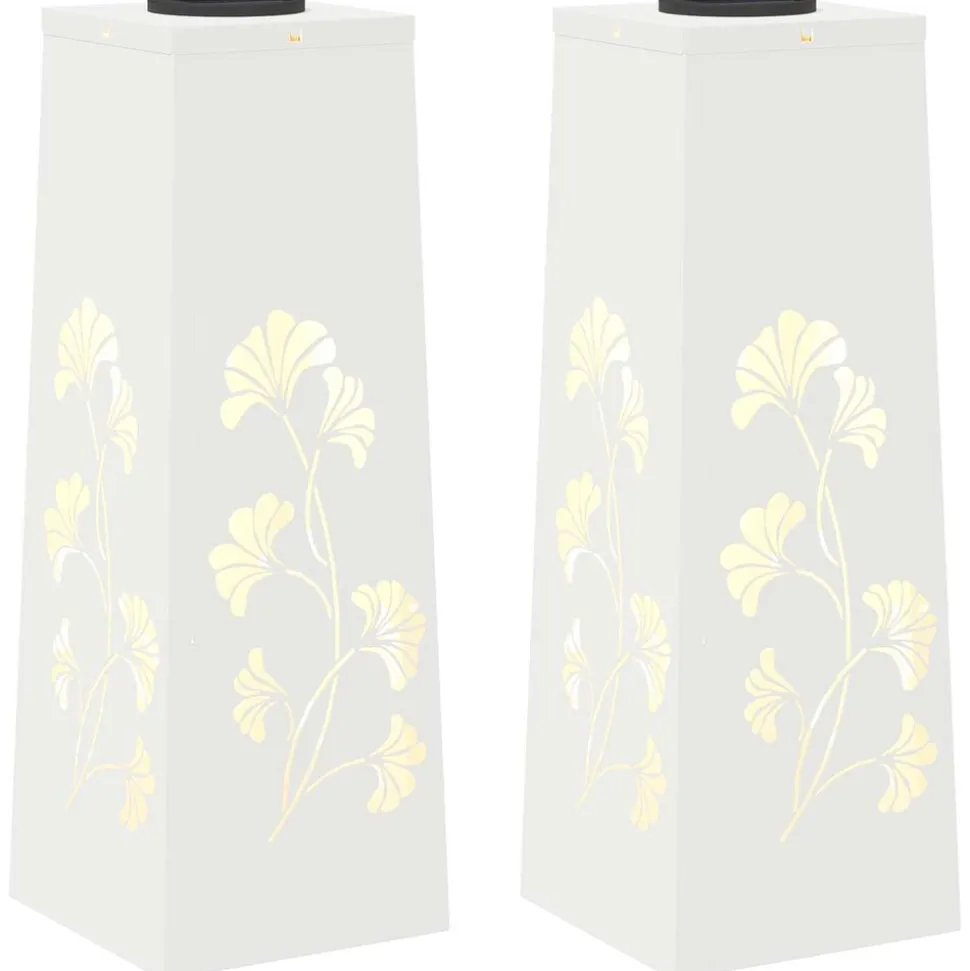vidaXL Solar LED Pad Licht 2 pcs Wit Koudgewalst staal