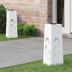 vidaXL Solar LED Pad Licht 2 pcs Wit Koudgewalst staal
