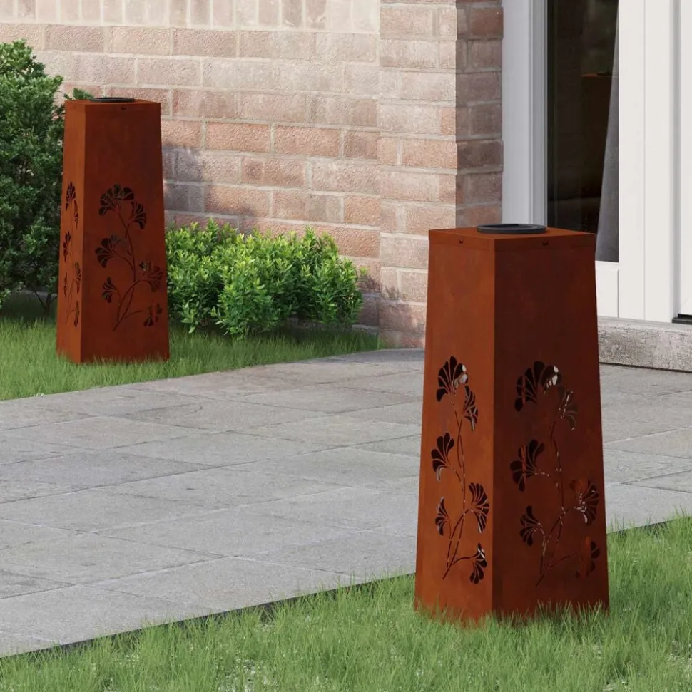 vidaXL Solar LED Pad Licht 2 pcs Roestig Cortenstaal