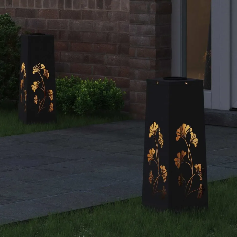 vidaXL Solar LED Pad Licht 2 pcs Zwart Koudgewalst staal