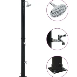 vidaXL Solardouche 20 L 220 cm zwart