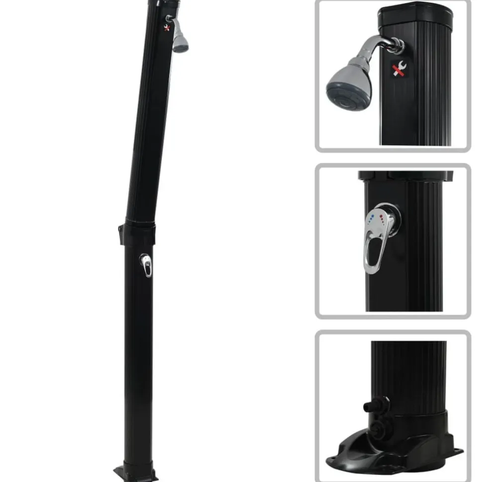 vidaXL Solardouche inklapbaar 23 L 214 cm zwart