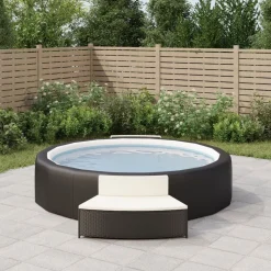 vidaXL Spa-bankjes met kussens 2 st poly rattan zwart
