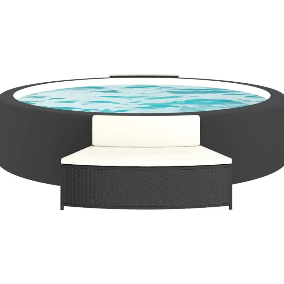 vidaXL Spa-bankjes met kussens 2 st poly rattan zwart