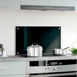 vidaXL Spatscherm keuken 70x40 cm gehard glas zwart