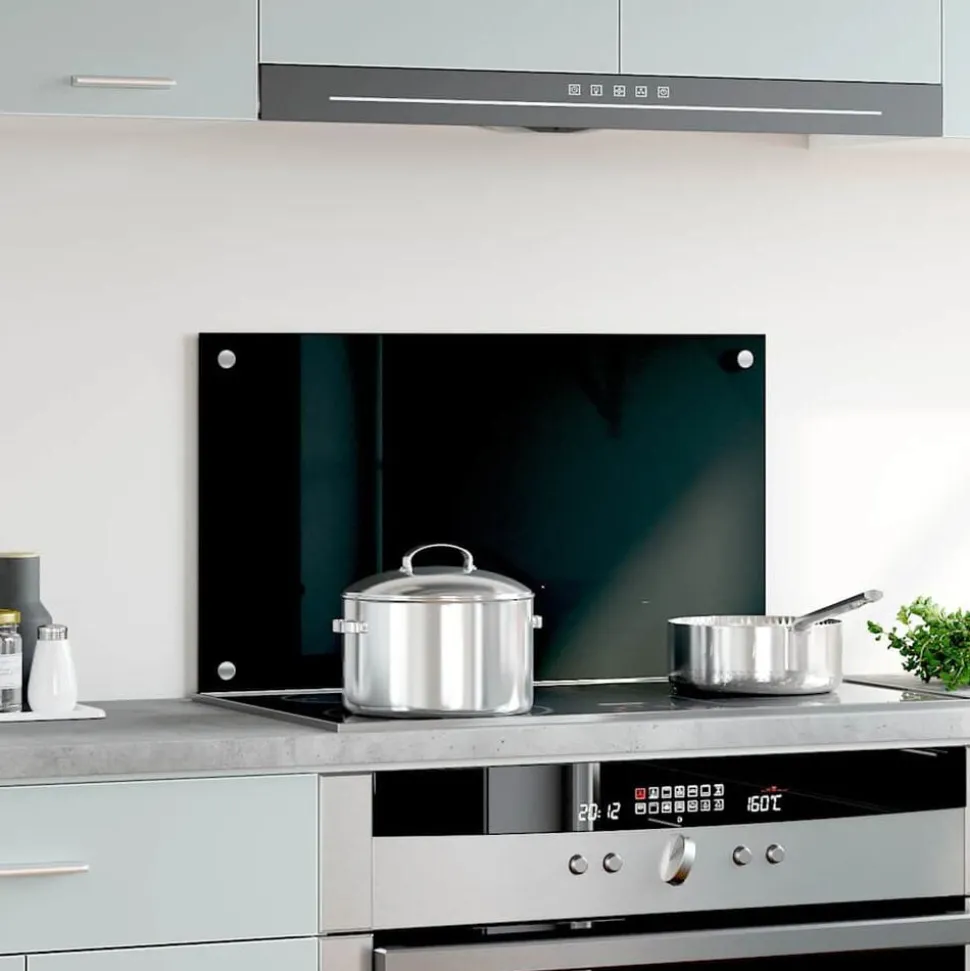 vidaXL Spatscherm keuken 70x40 cm gehard glas zwart