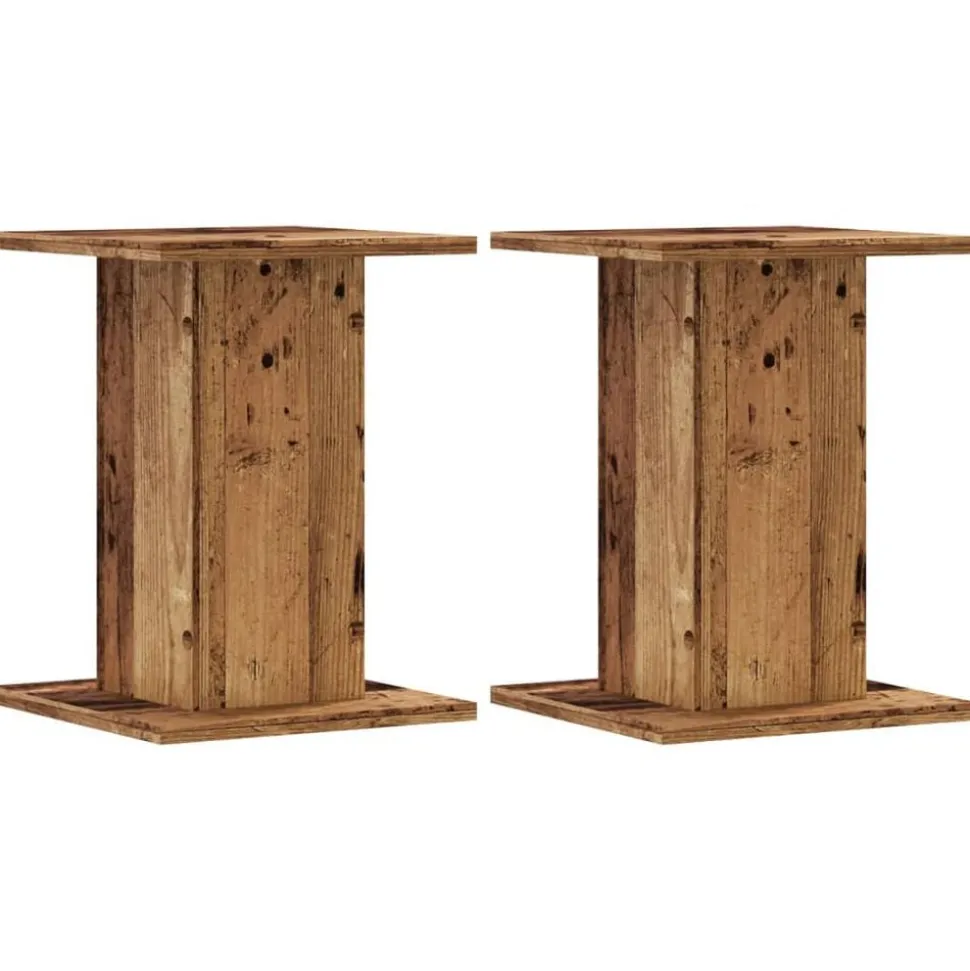 vidaXL Speakerstandaards 2 st 30x30x40 cm bewerkt hout oud houtkleurig