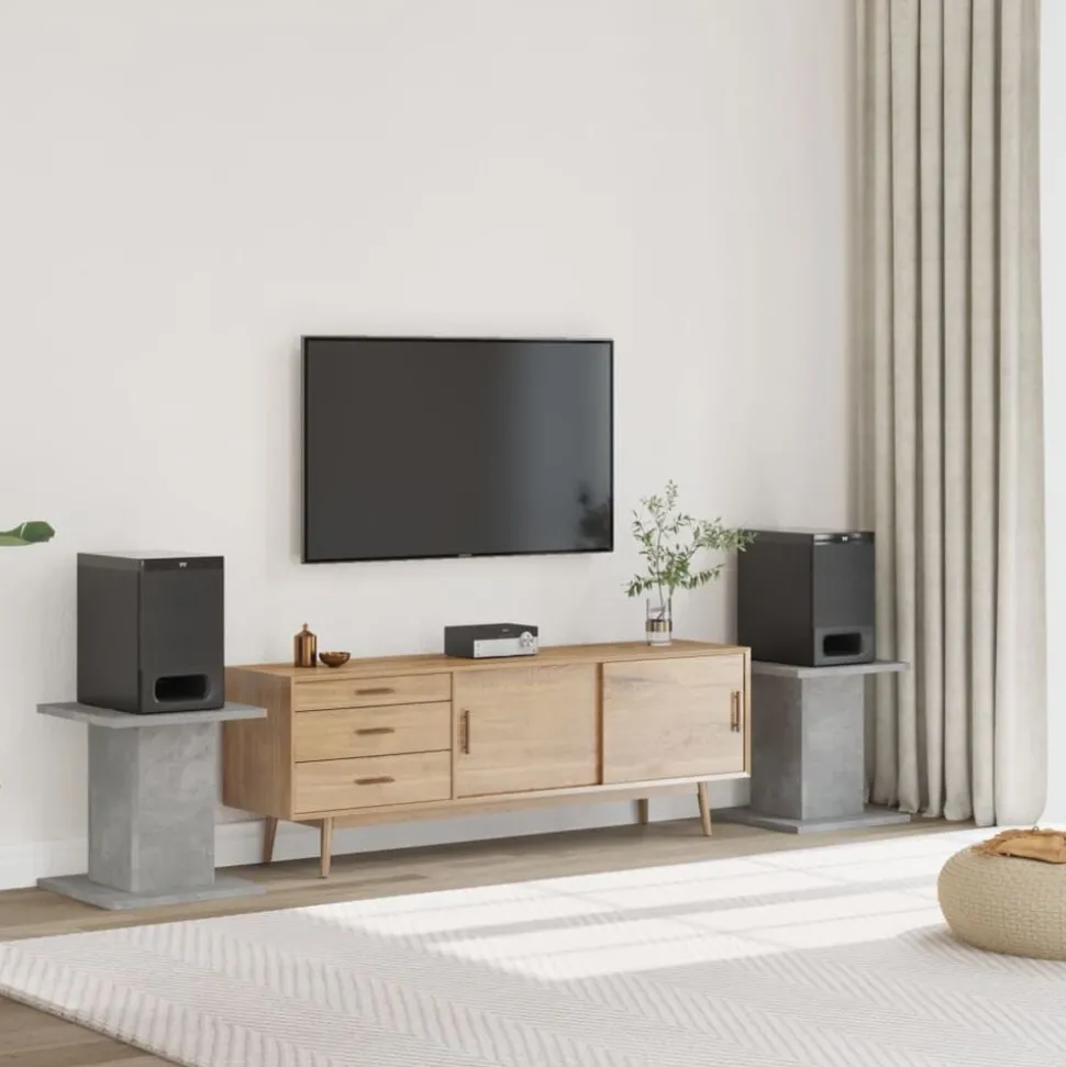 vidaXL Speakerstandaards 2 st 30x30x40 cm bewerkt hout betongrijs