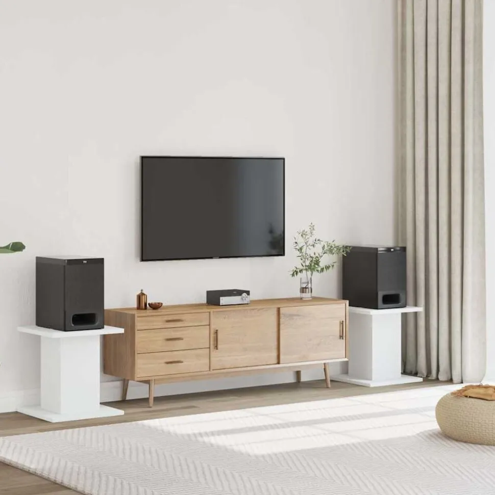 vidaXL Speakerstandaards 2 st 30x30x40 cm bewerkt hout wit
