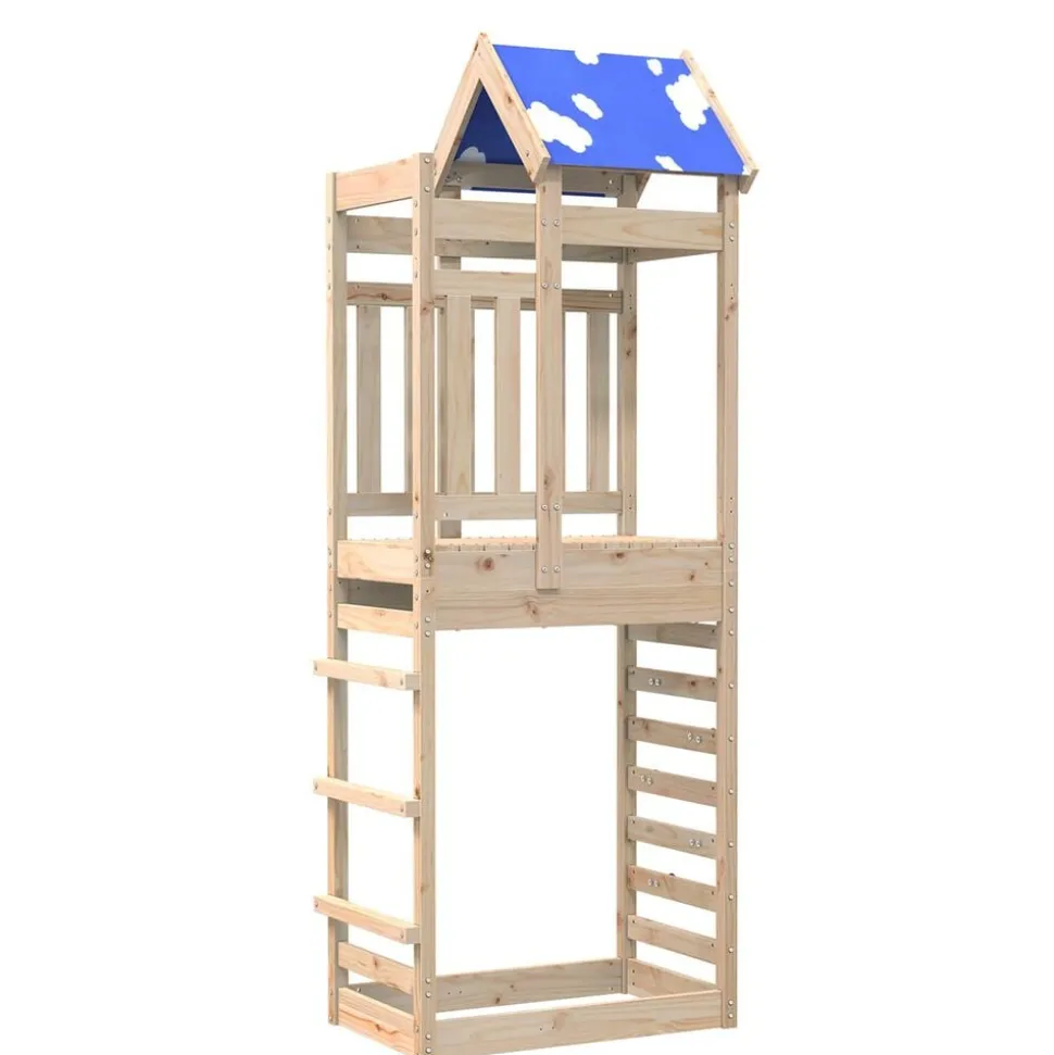 vidaXL Speeltoren Bruin 85 x 52,5 x 239 cm Massief grenenhout