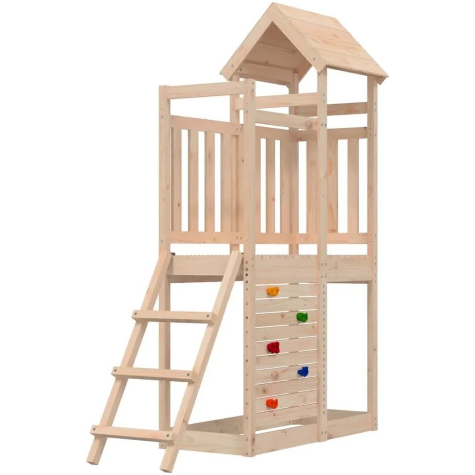 vidaXL Speeltoren Bruin 110,5 x 52,5 x 214 cm Massief grenenhout