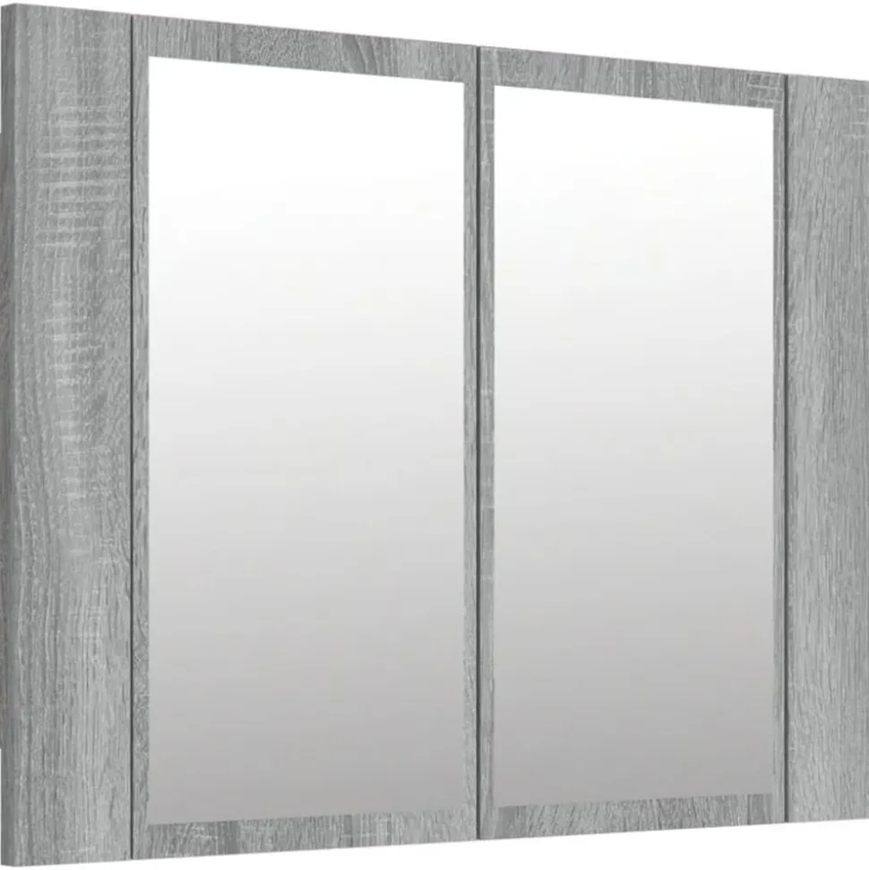 vidaXL Spiegelkast LED 60x12x45 cm bewerkt hout grijs sonoma eiken